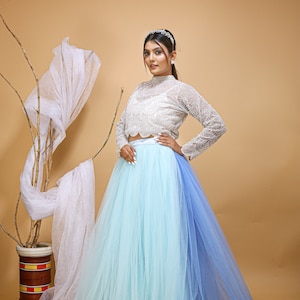 Two-Piece Wedding Dress: Tulle Skirt & Beaded Top