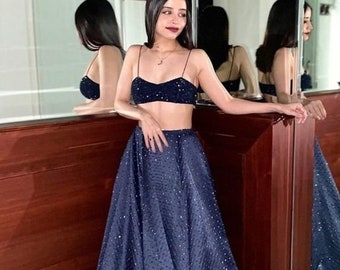 Trendy Blue Silk Bollywood Lehenga Choli con Dupatta Indian Designer Pronto da indossare Abiti da festa Lehnga choli Trendy Lehnga choli per le donne