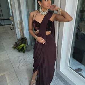 Sequin Dhoti Saree: Pre-Draped Cocktail Party Outfit