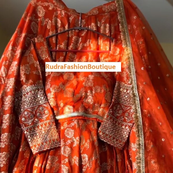 Beautiful Rust Banarasi Silk Lehenga Choli Bridesmaid Custom Stiched Plus Size Women lehengas Indian Bridal Outfit Orange Silk Lehenga1