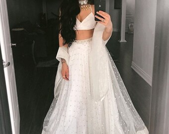 White Lehenga Etsy