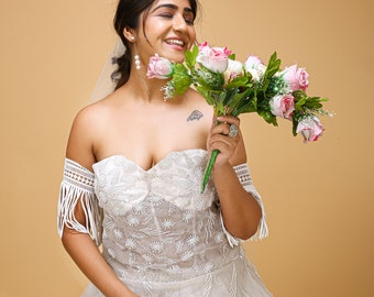Tulle Wedding Dress with Horsehair Trim: Bridal Separates