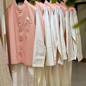 Nehru Jacket Kurta Pant Set: Indian Wedding Groomsmen Outfit