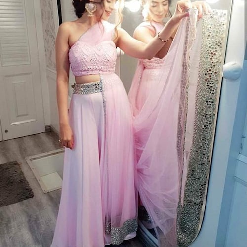Pink Designer Gown Lengha Lehenga Indian Ethnic Traditional | Etsy