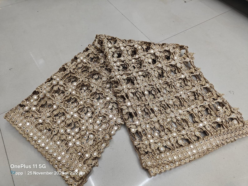 Spegelarbete Bröllopsdupatta, Brudslöja, Handgjord Odni bild 14