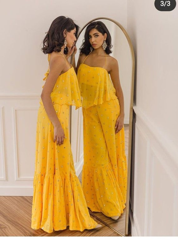 yellow designer top