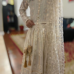 Embroidered Net Lehenga Choli: Indian Ethnic Dress, Custom Made