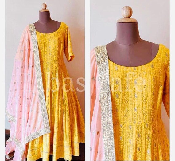 Yellow Color Designer Gown Bollywood 