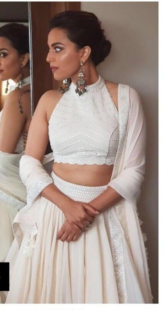Buy White Lehenga Custom Stiched Indian Designer White Choli Online in  India - Etsy