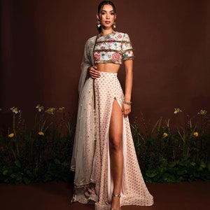 Georgette Lehenga choli dupatta Indian Designer lengha Custom Stiched made to order for women exclusive wedding party wear Designer choli
