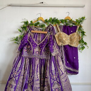 purple mehndi dress for bride Purple Kalidar Pishwas for Pakistani Mehndi Dresses LARGE