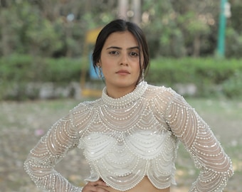 Wedding Dress, Crop Top and chiffon Skirt