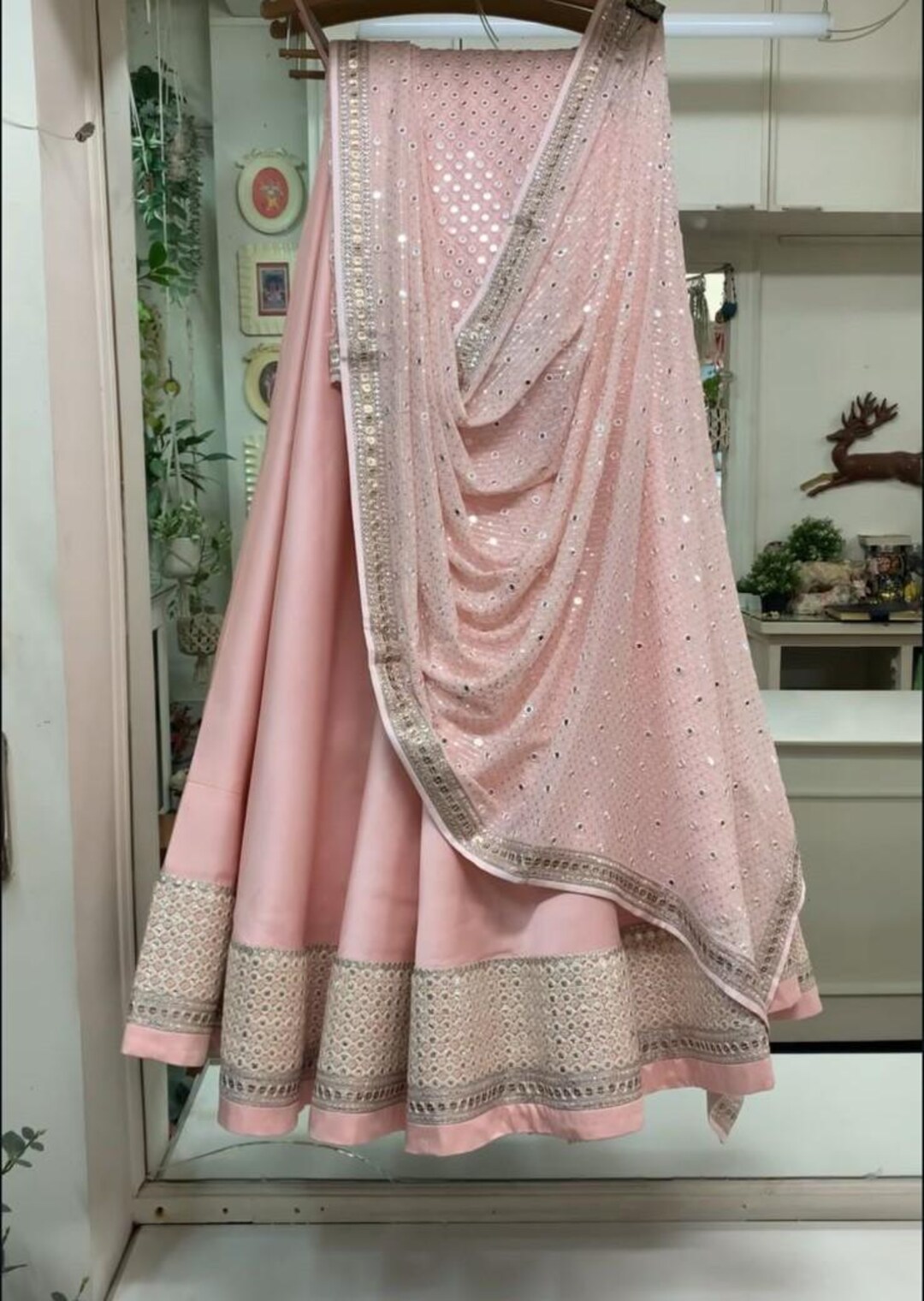 Elegant Pink Art Silk Designer Party Wear Lehenga Choli With Pink Art Silk