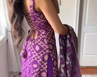 Abito Sharara in georgette ricamato con paillettes: abbigliamento da matrimonio pakistano-indiano