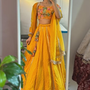 Premium Silk Lengha Skirt with stiched blouse ready to wear/lehenga choli for women in usa,Indian lehnga for women UK,Haldi wear,Mehndi wear
