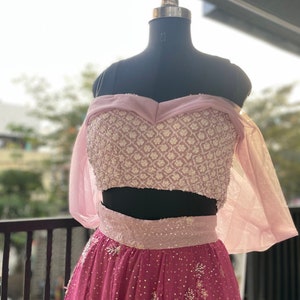 Pink Readymade Saree Blouse: Bandhni Choli, Bollywood Sari Crop Top