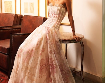 Floral Organza Lehenga Choli: Corset Indian Wedding Outfit
