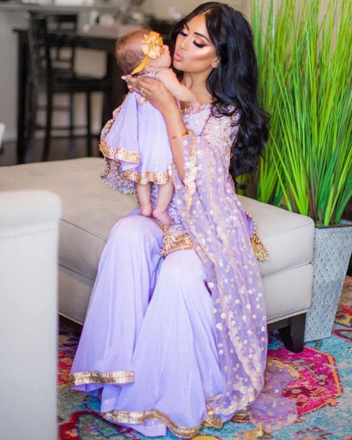 Light Purple Designer gown Lengha Sharara Indian Ethnic | Etsy
