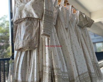Ivory Bridal Lehenga Blouse with Full Sleeves Indian Designer Wedding Dress Made to measure Indian pakistani Lenga choli ready to wear USA 1