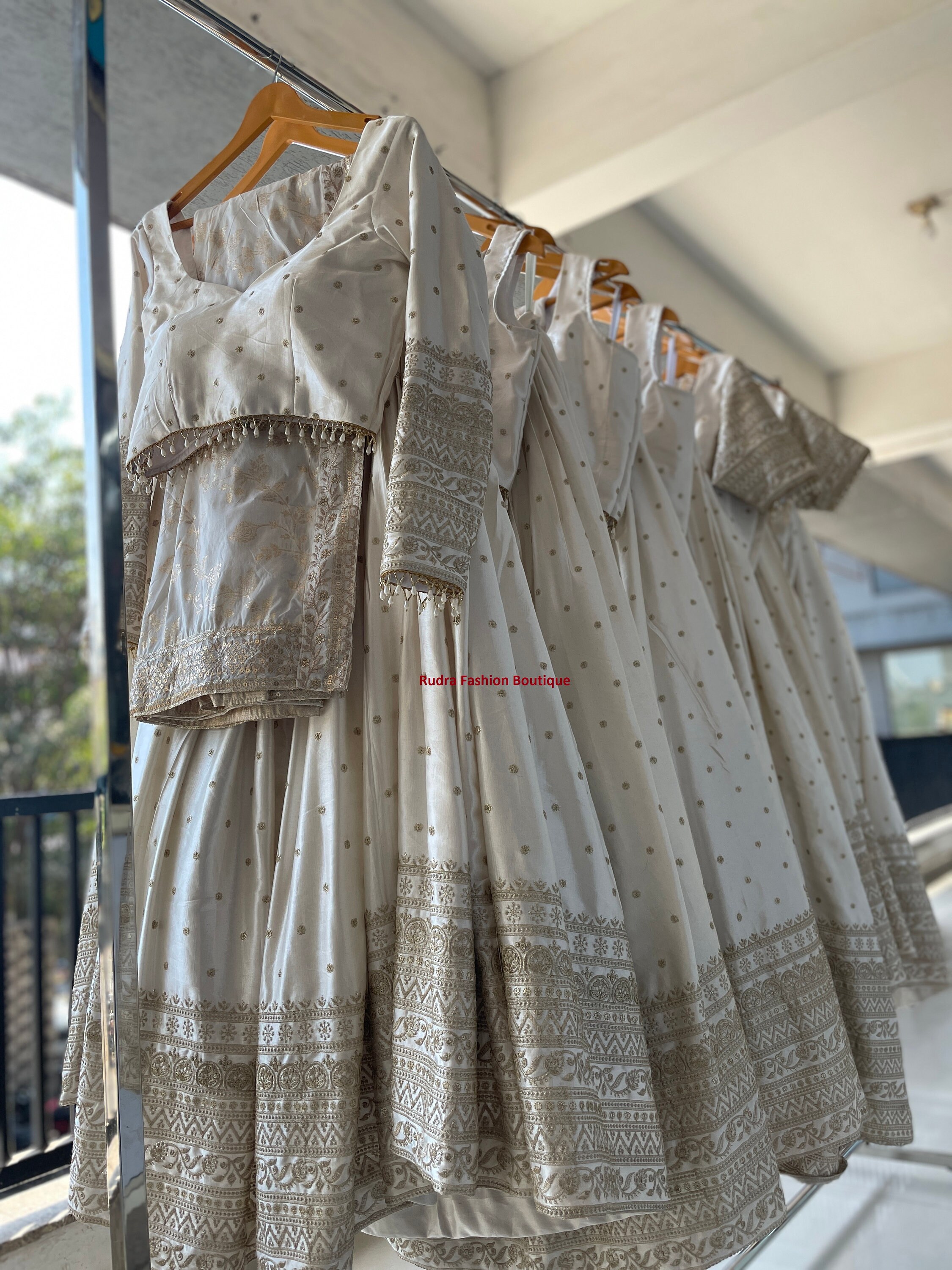 ivory and gold indian wedding dress Ivory Gold Lehenga Saree Set