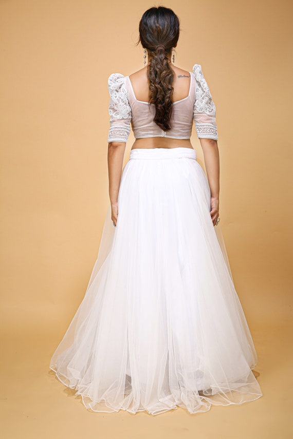 Wedding Dress LORELEl, Crop Top and Chiffon Skirt