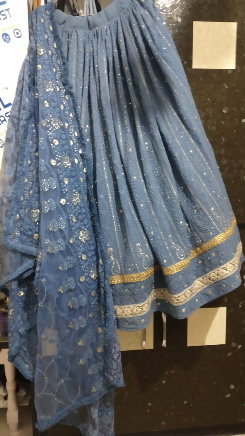Gray Thread Embroidered Lehenga Choli Dupatta Custom Stiched Readymade Chikan Lengha Wedding wear Designer Wedding Bridal lehenga choli suit