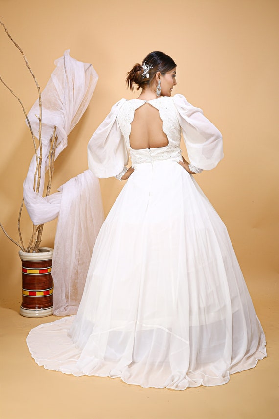 Vestido de novia blanco, vestido de encaje blanco, vestido boho