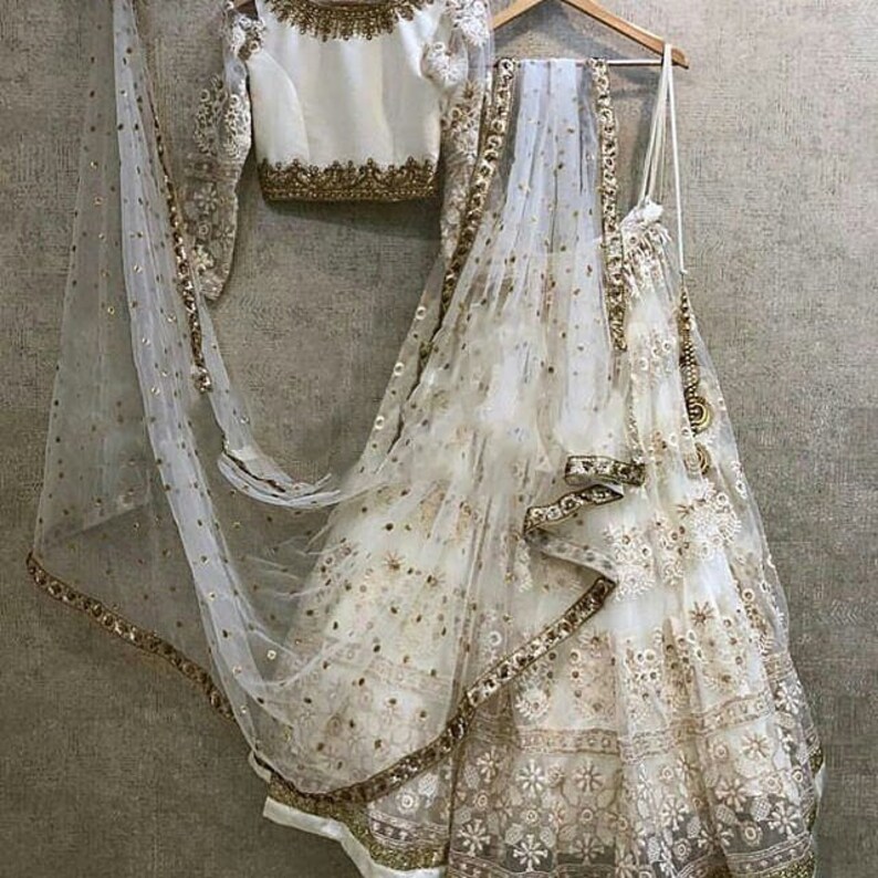 White lehenga choli Wedding wear chania choli Designer lenga | Etsy