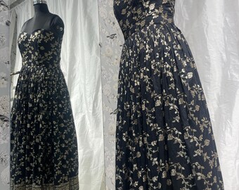 Sparkling Black Full length Evening Dress: Corset Party Resort Outfi