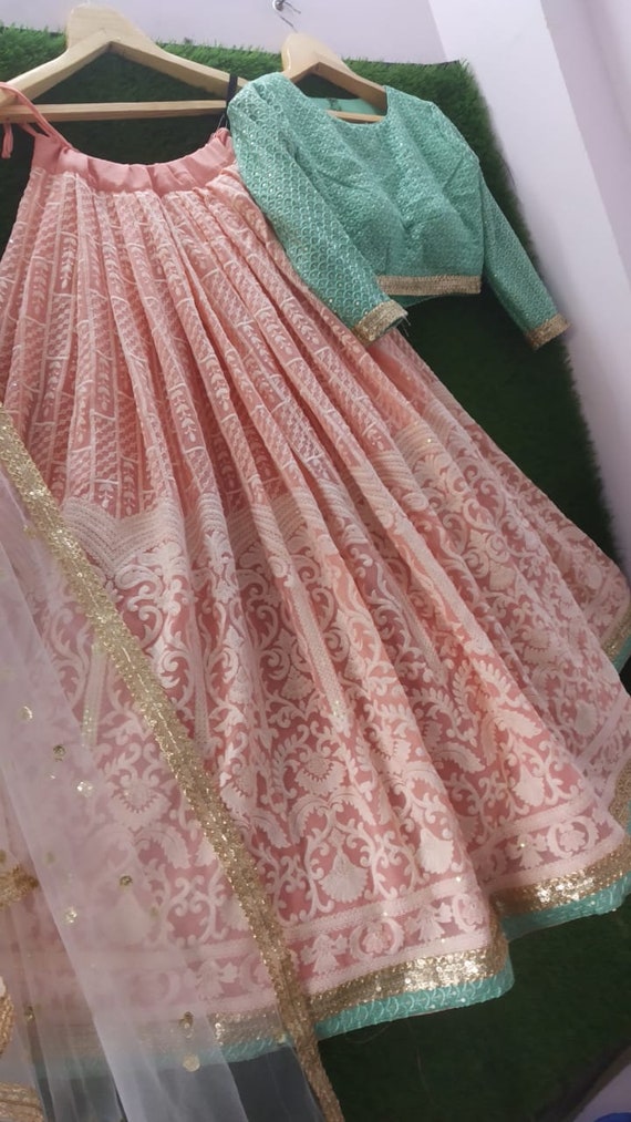 Beige Lucknow Chikankari Mukaish Lehenga Set – Dress365days