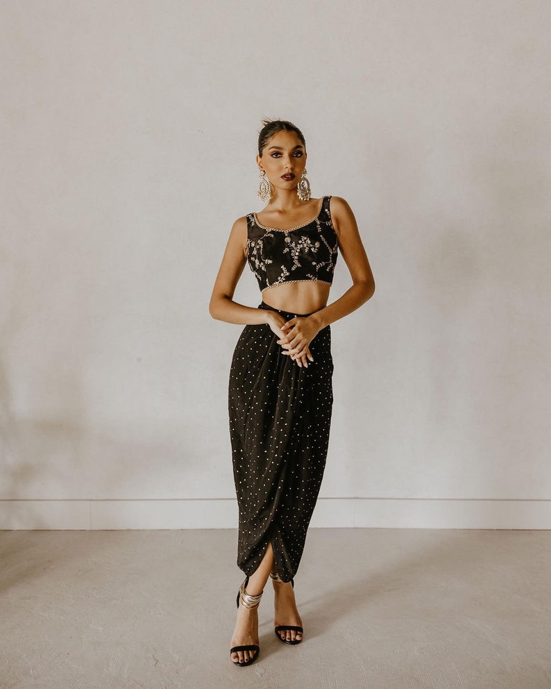 Crop Top With Dhoti Salwar Designer Indian Dress Indo Western Etsy