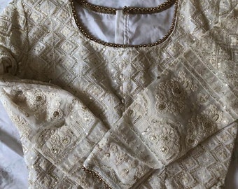 Blouse ivoire Lehenga Choli : haut court sari pour soirée Bollywood