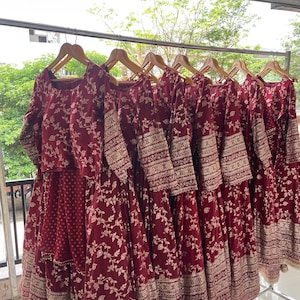 Maroon Cream Banaras Lehenga Set main image 1