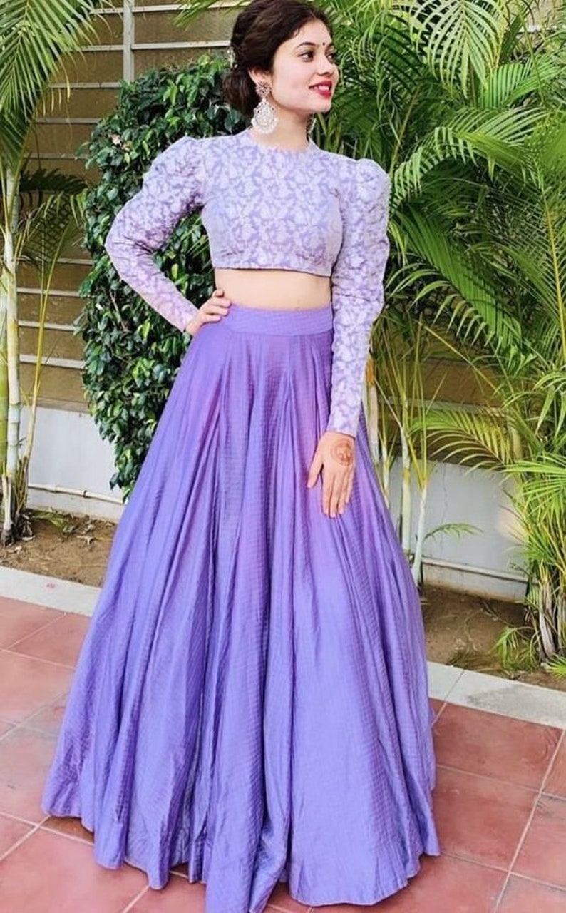 Lehenga Designs Long Skirts For Women Party Wear Purple Skirt Top