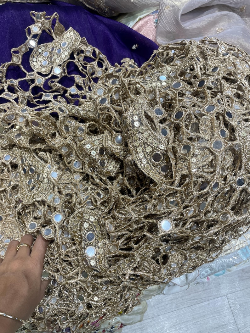 Spegelarbete Bröllopsdupatta, Brudslöja, Handgjord Odni bild 9
