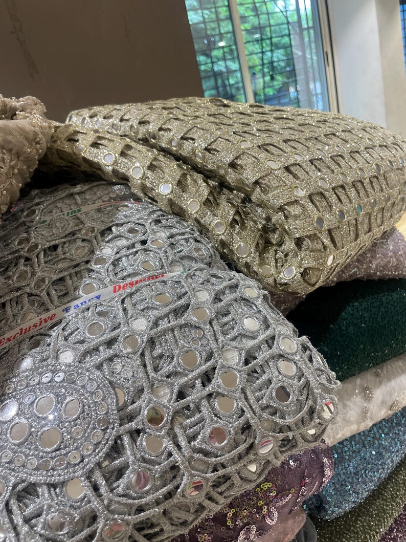 Spegelarbete Bröllopsdupatta, Brudslöja, Handgjord Odni bild 8