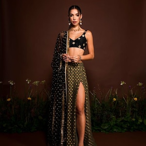 One Shoulder Slit lehenga choli for women Indian wedding wear choli party wear lengha choli bridesmaids lehengas Indian fancy outfit suit 9