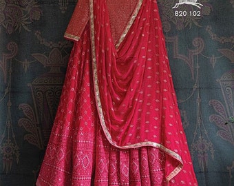 Pink Thread Embroidered Lehenga Choli Dupatta Custom Stiched Readymade Chikan Lengha Wedding wear Designer wear Bridal Lehenga Indian suit