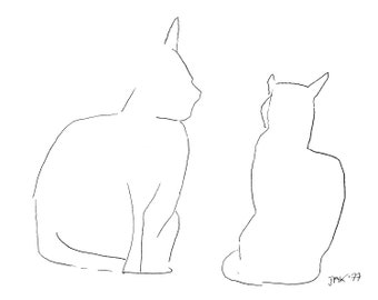 Cats: fine art print of an original pen and ink drawing  by Jeannette Kupfermann, 1977 - available in A4 and A3