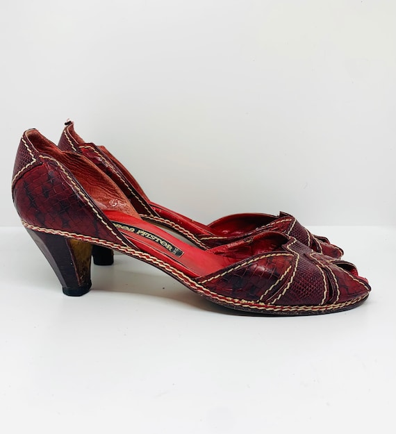 Talons Hauts Rouges à Bout Ouvert - Taille UK 5 (pointure 38) - Imprimé Floral - Neuf