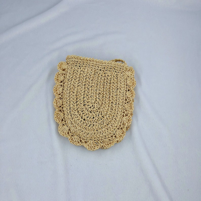 Paper Rope Woven Bag Crochet Small Lace Semicircle Handbag Etsy