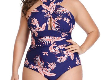 purple plus size swimwear