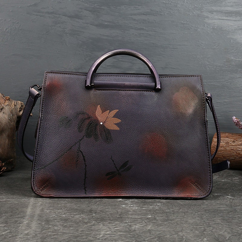 First Layer of Cowhide Personalized Oneshoulder Handbag Etsy