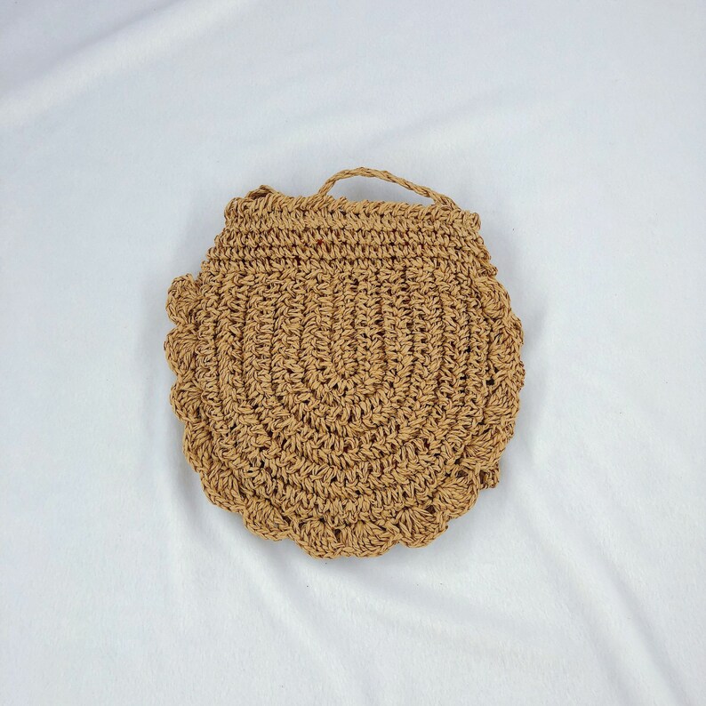 Paper Rope Woven Bag Crochet Small Lace Semicircle Handbag Etsy