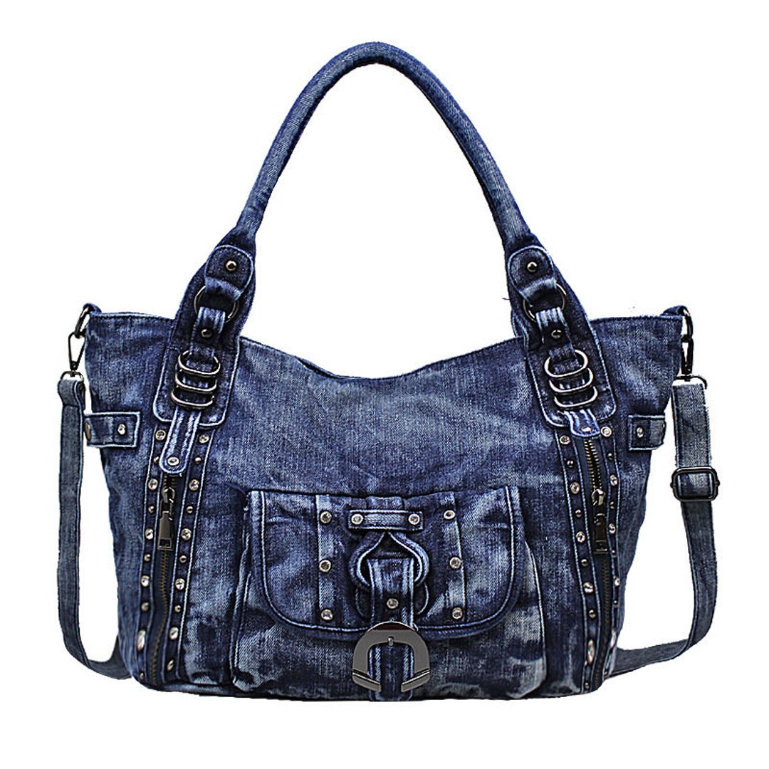 Retro Denim Bag With Diamonds One-shoulder Messenger Bag - Etsy