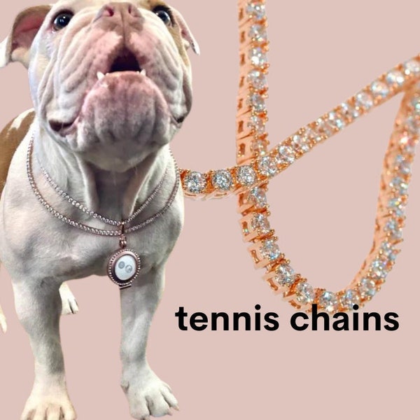 Iced out Tennis dog chain/ collar (SILVER, PINK, ROSEGOLD)