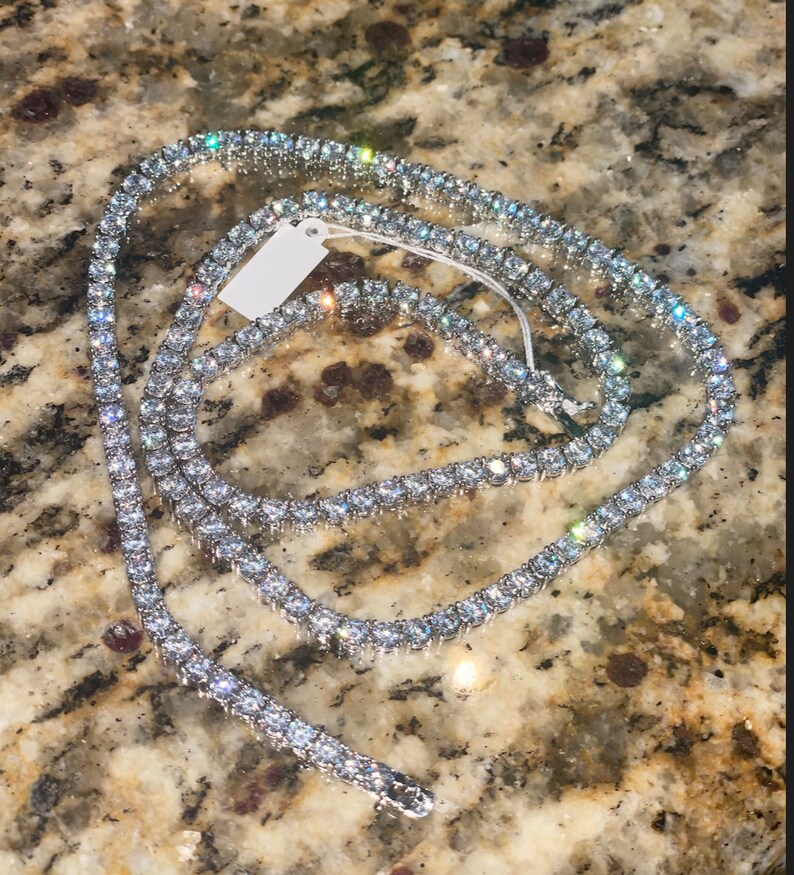 Iced out Tennis dog chain/ collar SILVER OR ROSEGOLD Etsy