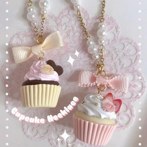 Cupcake Necklace - Polymer clay, kawaii handmade food jewelry, fake sweets accessories