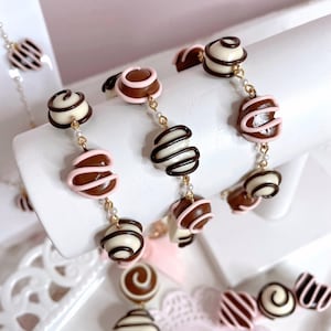 Chocolate Bon Bons Bracelet - Polymer clay, kawaii handmade food jewelry, fake sweets accessories