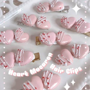 Herz Macaron Haarspangen: Kawaii Fairy Kei Haarspangen (2er Set)